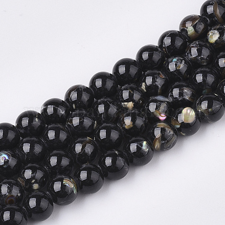 Turquoise synthétique et brins de perles de coquillage G-S212-6mm-11-1