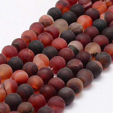 Frosted Natural Agate Beads Strands G-F365-8mm-01-1