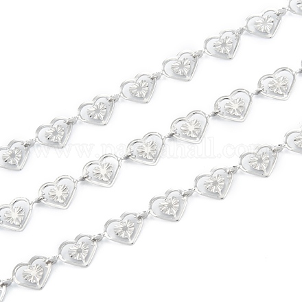 Handmade 304 Stainless Steel Heart Link Chains CHS-M004-09P-1