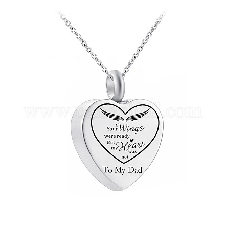 Stainless Steel Heart Urn Ashes Pendant Necklace BOTT-PW0002-025C-P-1
