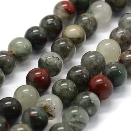 Natural African Bloodstone Beads Strands X-G-G763-08-10mm-1