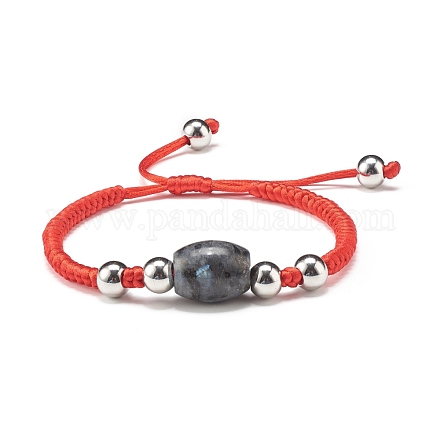 Natural Labradorite Barrel Beads Cord Bracelet for Her BJEW-JB07045-04-1