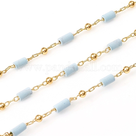 3.28 pieds de chaînes de perles turquoises naturelles faites à la main X-CHC-E021-01F-1