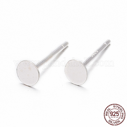 925 orecchino a bottone rotondo piatto in argento sterling STER-T002-200S-1