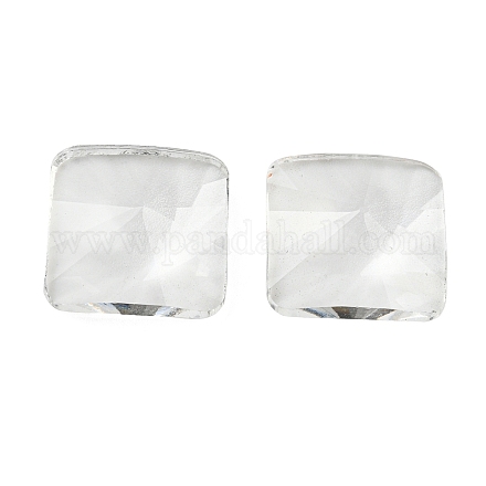 透明なk5ガラスカボション  多面カット  正方形  透明  14x14x5.5mm GLAA-NH0001-02B-1