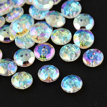Botones redondos planos del diamante artificial de acrílico de Taiwán de 2-agujero BUTT-F015-21mm-15-1