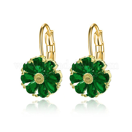 Серьги-кольца из латуни с цветком JJ3056-10-1