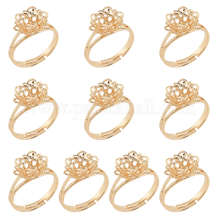 Nbeads 10 pieza de anillo de garra de flor en blanco KK-NB0003-03-1