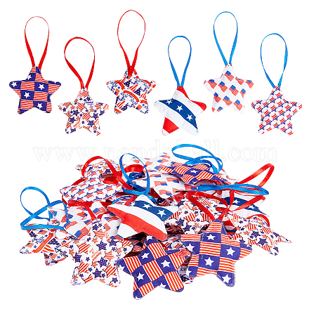 Ornamenti in cotone con stella a tema giorno dell'indipendenza in stile 30 pz 6 DIY-WH0401-15-1
