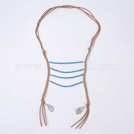 Synthetic Turquoise Tiered Necklaces NJEW-JN02124-01-1
