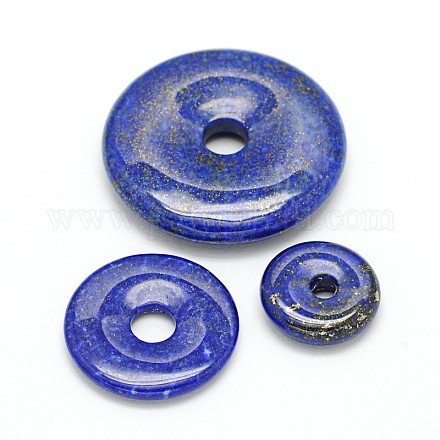 Mixed Style Natural Lapis Lazuli Donut/Pi Disc Pendants G-O085-01-1