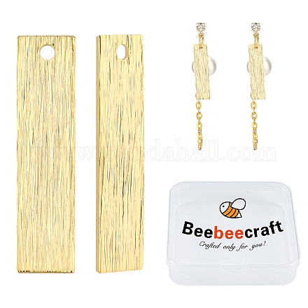 Beebeecraft50pcs真鍮ペンダント  長持ちメッキ  長方形  24KGP本金メッキ  20x5x0.5mm  穴：1.2mm KK-BBC0001-01-1