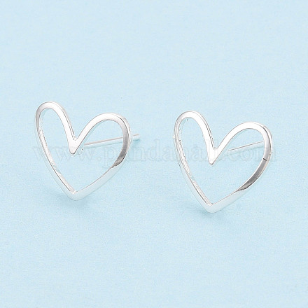 Латунные серьги-гвоздики в форме сердца KK-S348-124S-1