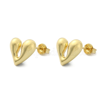 Boucles d'oreilles coeur en laiton plaqué en rack pour femmes EJEW-Q780-11G-1