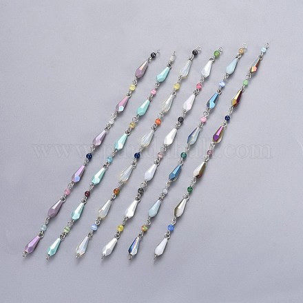 Handgemachte facettierte galvanische Glasperlenketten AJEW-JB00484-1