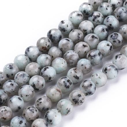 Natürliche Sesam Jaspis / Kiwi Jaspis Perlen Stränge G-K410-05-8mm-1