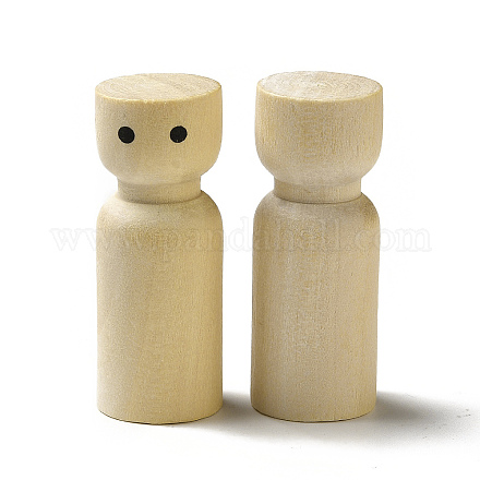 Unvollendete Holzpflockpuppen zeigen Dekorationen WOOD-E015-01F-1