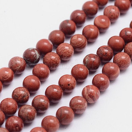 Runde natürliche rote Jaspis Perle Stränge G-L419-38-6mm-1