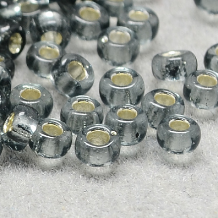 6/0グレードの丸いガラスシードビーズ  銀並ぶ  グレー  6/0  4x3mm  穴：1mm  約4500個/ポンド SEED-Q007-4mm-F56-1