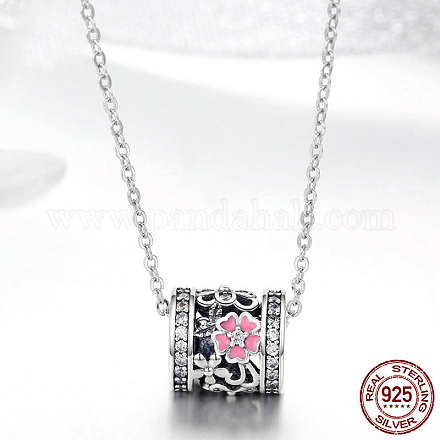 925 стерлингового серебра кубического циркония кулон ожерелье NJEW-FF0005-49AS-1