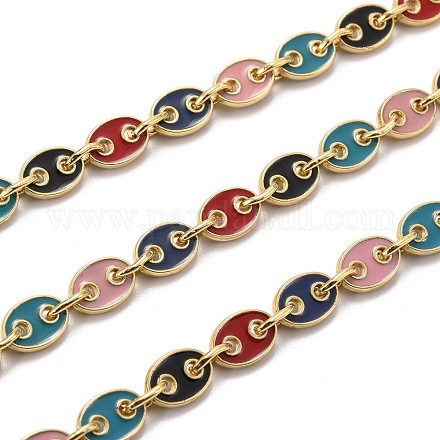 Golden Plated Alloy Enameled Coffee Bean Links Chains LCHA-H004-01G-C-1