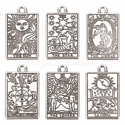 SUNNYCLUE 1 Box 36Pcs Tarot Charms Tarot Cards Charm Rectangle Charm Alloy Metal ouijas Protection Amulet Sun Tarot Card Charms for jewellery Making Charm Necklace Earrings Keychain Adult DIY Supplies FIND-SC0003-55-1