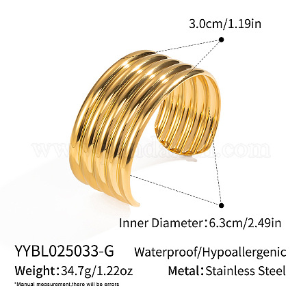 Браслеты-манжеты открытого типа из нержавеющей стали 304 KW8173-1-1