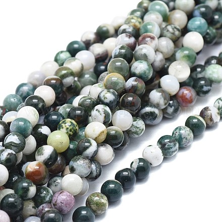 Natural Tree Agate Beads Strands G-F674-11-6mm-1