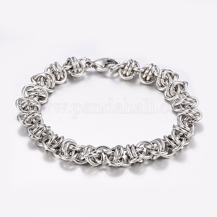 304 Stainless Steel Byzantine Chain Bracelets BJEW-I238-05P-1