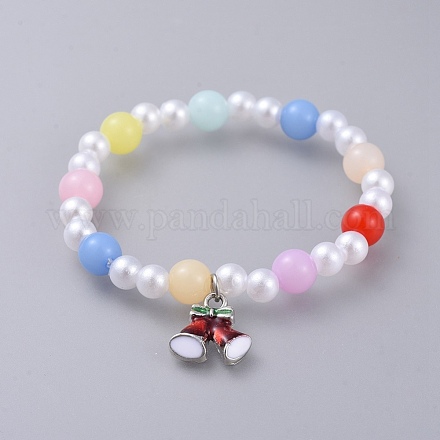 Braccialetti con ciondoli per bambini in acrilico elasticizzato imitato perla BJEW-JB04573-01-1