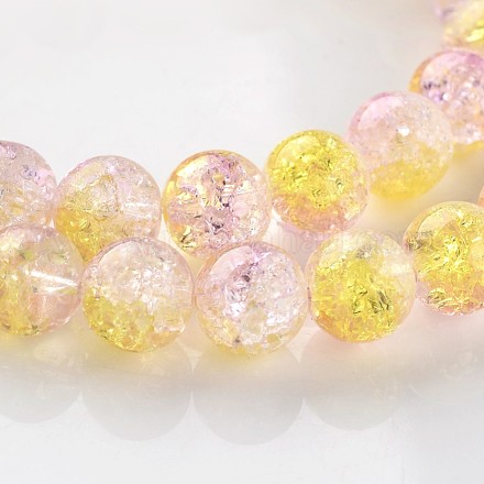 Dyed Crackle Glass Round Bead Strands CCG-M001-03-10mm-1