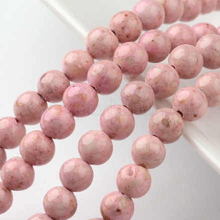 Dyed Natural Fossil Beads Strands G-E328-4mm-03-1