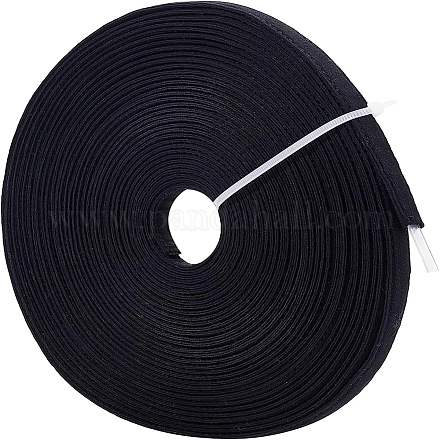 フラットコットンリボン  縫製アクセサリー  ブラック  3/8インチ（11mm）  約16.40ヤード（15m）/ロール OCOR-WH0073-51A-1