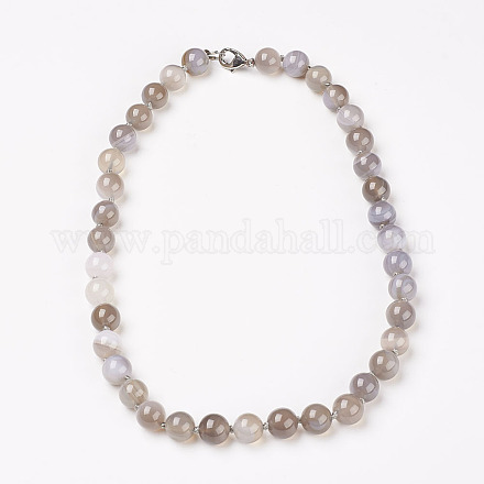 Natürliche gefärbte Achat Perlen Halsketten NJEW-F139-6mm-02-1