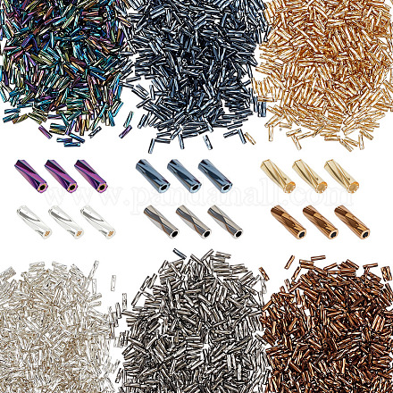 3000 шт. 6-х цветные стеклянные витые бусины-стекляшки SEED-ME0001-13-1