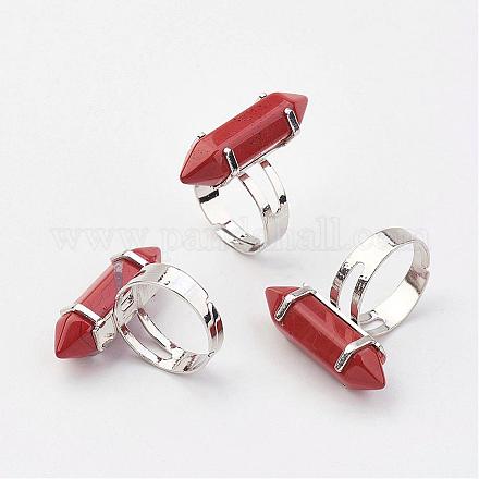 Jaspe rojo natural anillos de dedo RJEW-P120-D11-1