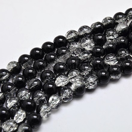 Chapelets de perles rondes bicolores en verre craquelé X-GLAA-F034-6mm-02-1