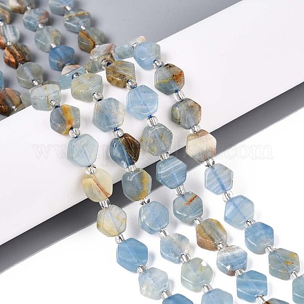 Нити из натурального голубого кальцита G-P534-A24-02-1