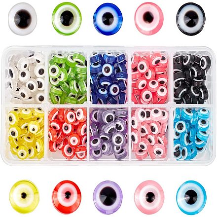 Resin Evil Eye Beads RESI-NB0001-15-7x10-1