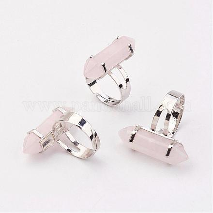 Los anillos de dedo de cuarzo natural rosa RJEW-P120-D06-1