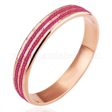 Real Rose Gold Plated Tin Alloy Czech Rhinestone Bangles for Women BJEW-BB09834-1