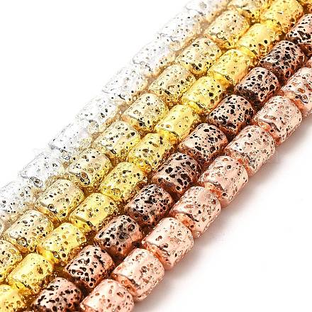 Electroplated Natural Lava Rock Beads Strands G-G984-15-1