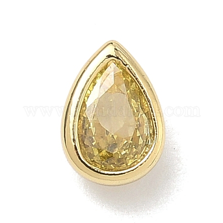 Кабошоны из кубического циркония в форме капли из латуни с микропаве&nbsp;KK-P345-13G-B06-1