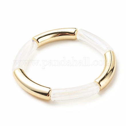 Массивный эластичный браслет из акриловой изогнутой трубки для женщин BJEW-JB08123-1