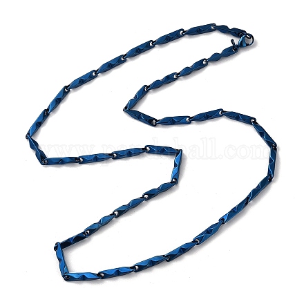 201 collane con catena a maglie scanalate in acciaio inossidabile per uomo donna NJEW-G112-01BL-1