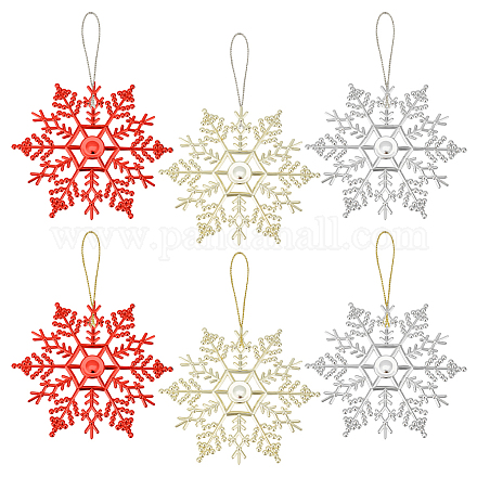 Ahadermaker 3 sacs 3 couleurs paillettes flocon de neige en plastique pendentif décorations AJEW-GA0006-08-1