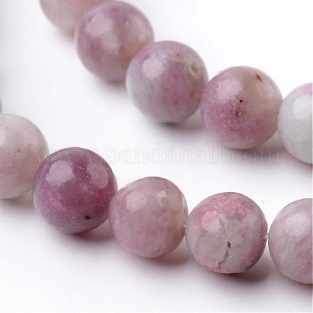 Gefärbt runde natürliche rosa Turmalin Perlen Stränge G-K089-8mm-05-1