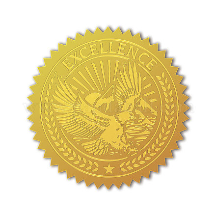 CHGCRAFT 100Pcs Gold Foil Certificate Seals Eagle Gold Foil Embossed Stickers Embossed Certificate Seals Self Adhesive Foil Embossed Stickers for Envelope Invitation Letter Graduation DIY-WH0211-374-1