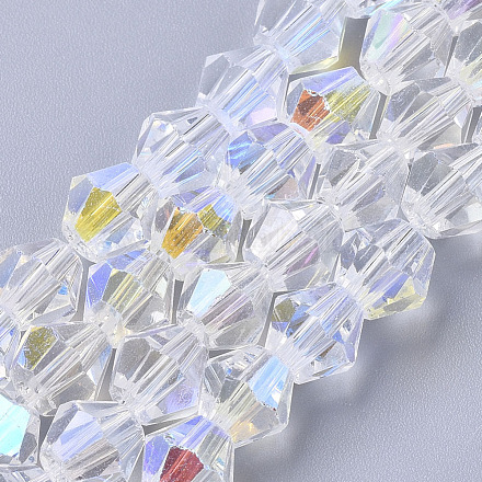 Electroplate Glass Beads Strands EGLA-Q118-6mm-C17-1