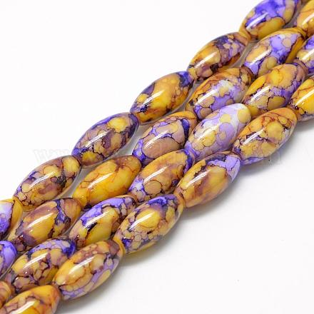 Baking Painted Glass Beads Strands DGLA-S115-22x10mm-S20-1